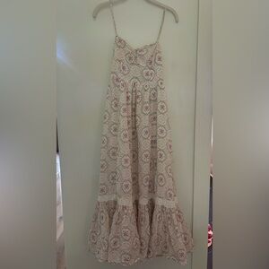 American Eagle Outfitters Cream Maxi Skirt with Pink Floral Print